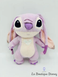 Peluche Angel Disneyland Paris 2011 Disney Lilo Et Stitch Rose Violet Coeur 22 Cm