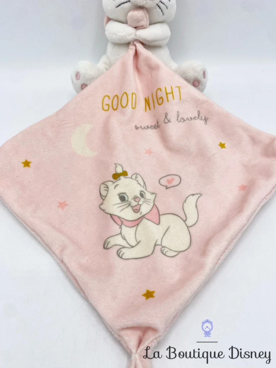 Peluche Doudou Marie Les Aristochats Disney Nicotoy Good Night Sweet Lovely Carré Rose 5 Peluche Doudou Marie Les Aristochats Disney Nicotoy Good Night Sweet Lovely Carré Rose – Image 3
