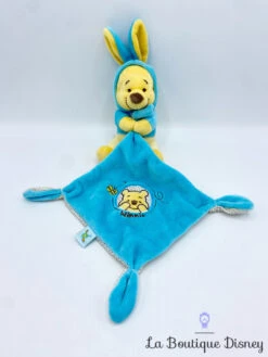 Peluche Doudou Winnie L'ourson Lapin Pâques Disney Nicotoy Bleu Carré
