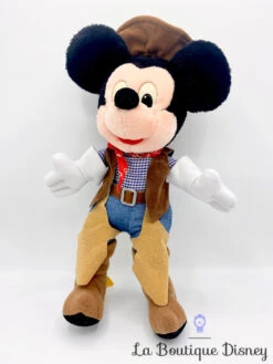 Peluche Mickey Mouse Cow Boy Euro Disney Disneyland Aventurier Western Vintage 38 Cm