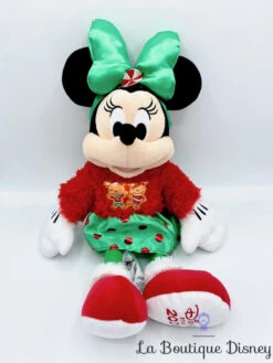 Peluche Minnie Mouse Noël Disney Store 2020 Holiday Cheer Rouge Vert 44 Cm