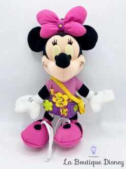 Peluche Minnie Mouse Disney Mattel Vintage Fleurs Rose Violet 35 Cm