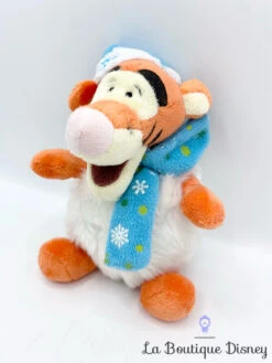 Peluche Tigrou Boule De Neige Disneyland Paris Disney Winnie L'Ourson Noël Bonnet Bleu 20 Cm